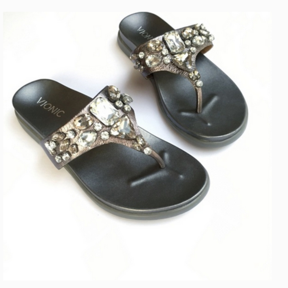 Vionic Gala Pewter Thong Flip Flop Sandal Sz 7 38